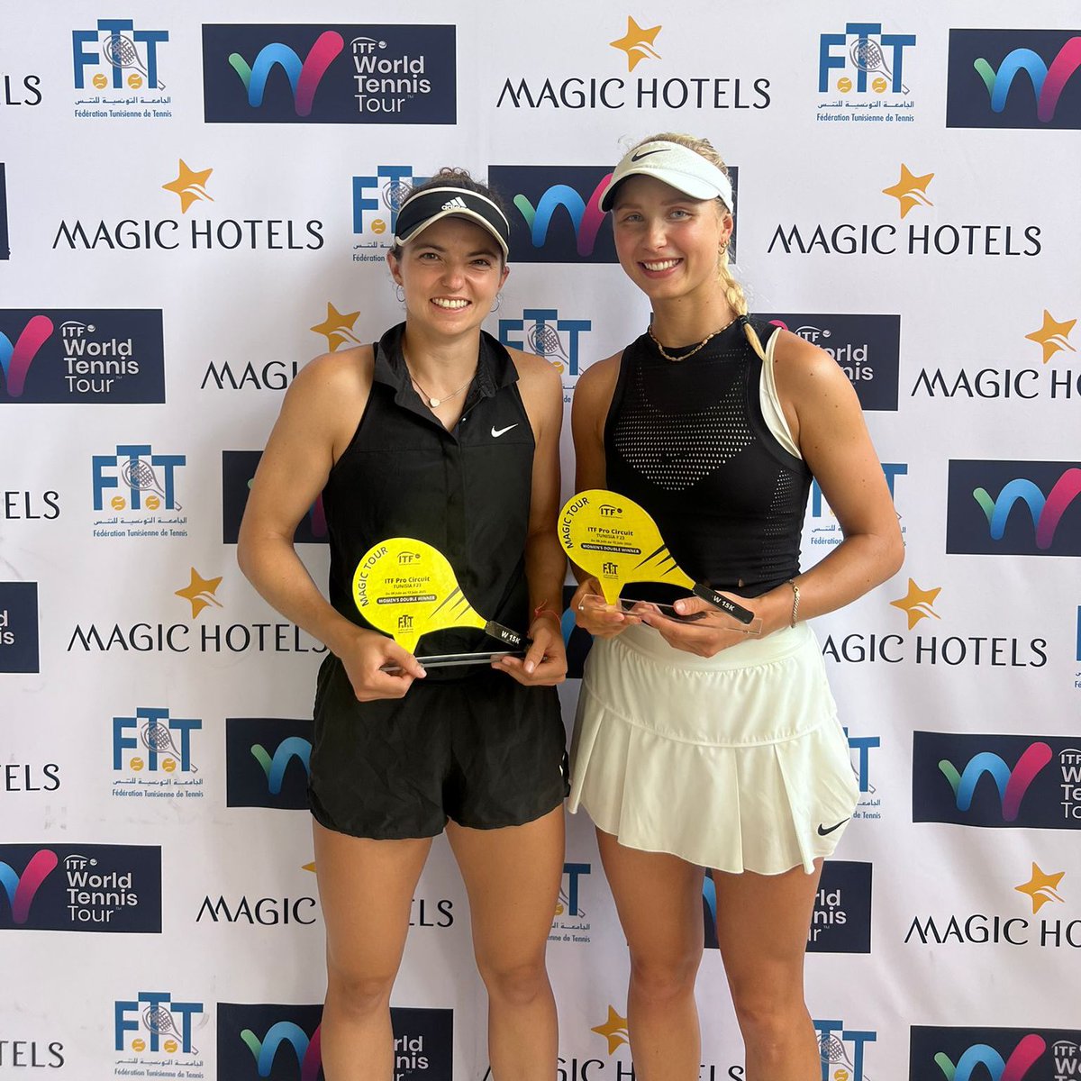 BroncoSportsWTN's tweet image. Current Bronco 🤝 Former Bronco
Lilian Poling (2016-20) and Zdena Safarova (2024-pres.) teamed up to win a W15 ITF Monastir doubles title 🔥
#BleedBlue | #WhatsNext