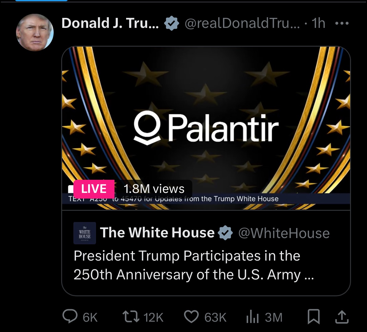 The military parade is sponsored by Coinbase and Palantir