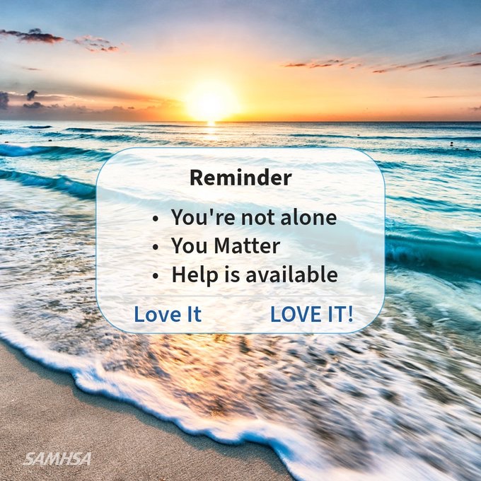It’s Ok not to be Ok. We got your back.  No matter what you're experiencing, you're not alone. We’re here day and night when ever you want to talk.

If you are dealing with mental health issues or drug/alcohol use, help is available. Call 988 anytime.