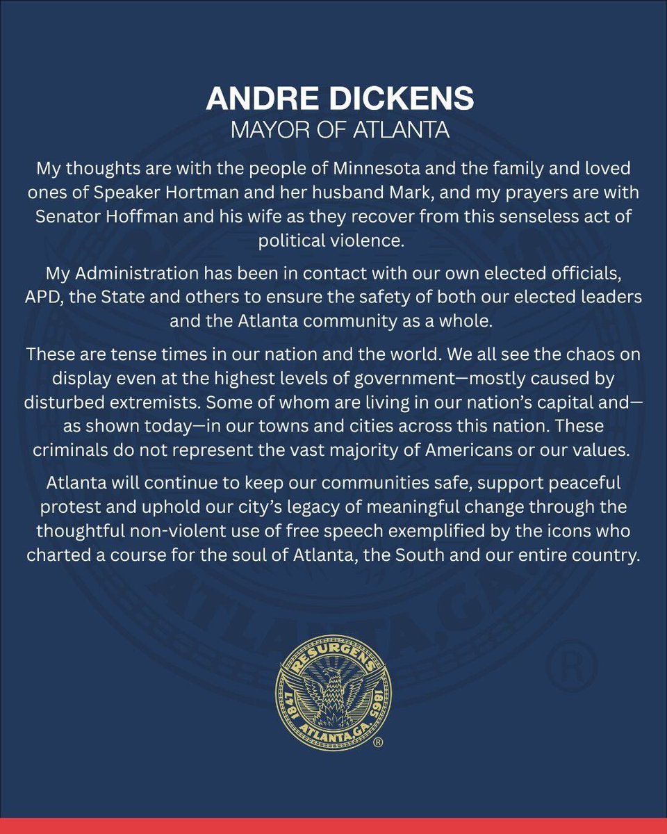 Statement from Mayor Andre Dickens: