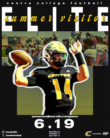 Zachary Philpot (@zacharyphilpot) on Twitter photo I’m looking forward to getting back to <a href="/CentreFootball/">Centre College Football</a> for my Summer Elite Visit. Thank you <a href="/RickFoxFB/">Rick Fox</a> for the invite!
<a href="/CoachAndyFrye/">Andy Frye</a> <a href="/RobertCouch/">Robert Couch</a> <a href="/lachendro1/">Coach Lachendro</a> <a href="/CoachPLew/">Parker Lewis</a> <a href="/CoachNelsonNL/">Steven Nelson</a> <a href="/BrianOliverNL/">Brian Oliver</a> <a href="/NLJAGSFOOTBALL/">North Laurel Jaguars Football</a> <a href="/brandenburg735/">Ryan Brandenburg</a> <a href="/ChinstrapWV/">CHINSTRAPSPORTS</a> <a href="/CSS_TRAINING/">CHINSTRAPSPORTS</a> I’m looking forward to getting back to <a href="/CentreFootball/">Centre College Football</a> for my Summer Elite Visit. Thank you <a href="/RickFoxFB/">Rick Fox</a> for the invite!
<a href="/CoachAndyFrye/">Andy Frye</a> <a href="/RobertCouch/">Robert Couch</a> <a href="/lachendro1/">Coach Lachendro</a> <a href="/CoachPLew/">Parker Lewis</a> <a href="/CoachNelsonNL/">Steven Nelson</a> <a href="/BrianOliverNL/">Brian Oliver</a> <a href="/NLJAGSFOOTBALL/">North Laurel Jaguars Football</a> <a href="/brandenburg735/">Ryan Brandenburg</a> <a href="/ChinstrapWV/">CHINSTRAPSPORTS</a> <a href="/CSS_TRAINING/">CHINSTRAPSPORTS</a>