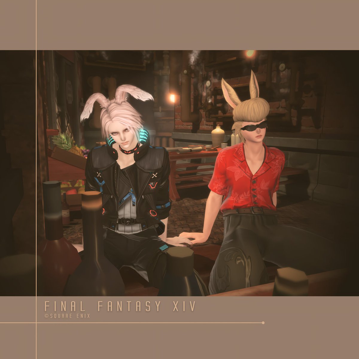 おはウサございます🐰　
電脳九龍城砦『塵猫』にて　
#山猫ちぐら 
#2顔兎男子　
#おはウサ