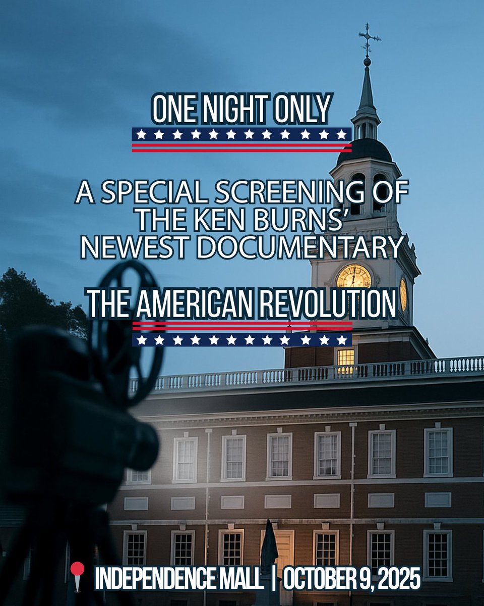 This October, gather on Independence Mall for a one-night-only preview of Ken Burns’ newest documentary, The American Revolution. Presented by @WHYY, this powerful screening kicks off the Homecoming 250 celebration — just steps from where the Revolution was born.