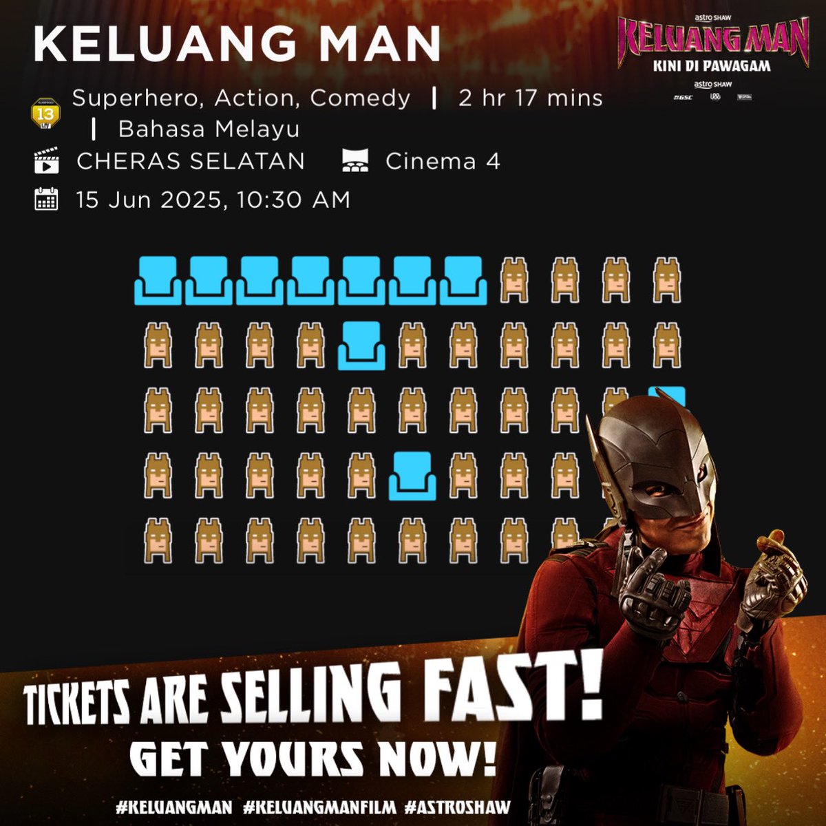 AstroShaw's tweet photo. “Hari minggu hari bergembira”— bersama Keluang Man! 😎🦇

KITA ENJOi!!! Keluang Man kini di pawagam. Dapatkan tiket sekarang! 🎟️

#KeluangMan #KeluangManFilm #AstroShaw #WONDACoffee #KeluangManWondaCoffee https://t.co/1q84IWcSYm