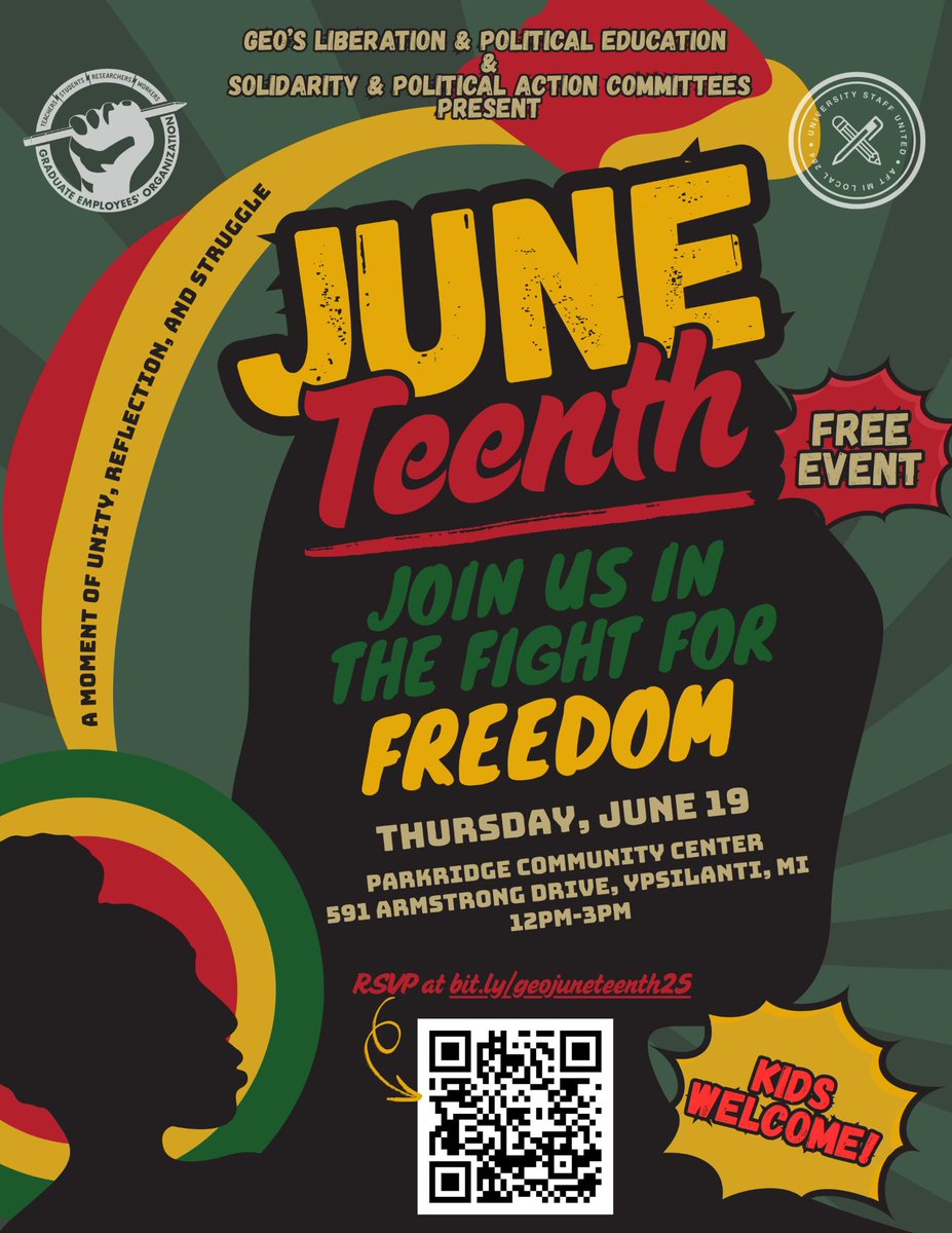 Celebrate Juneteenth with an afternoon of teach-ins this Thursday! This community event is free to the public. RSVP at bit.ly/geojuneteenth25