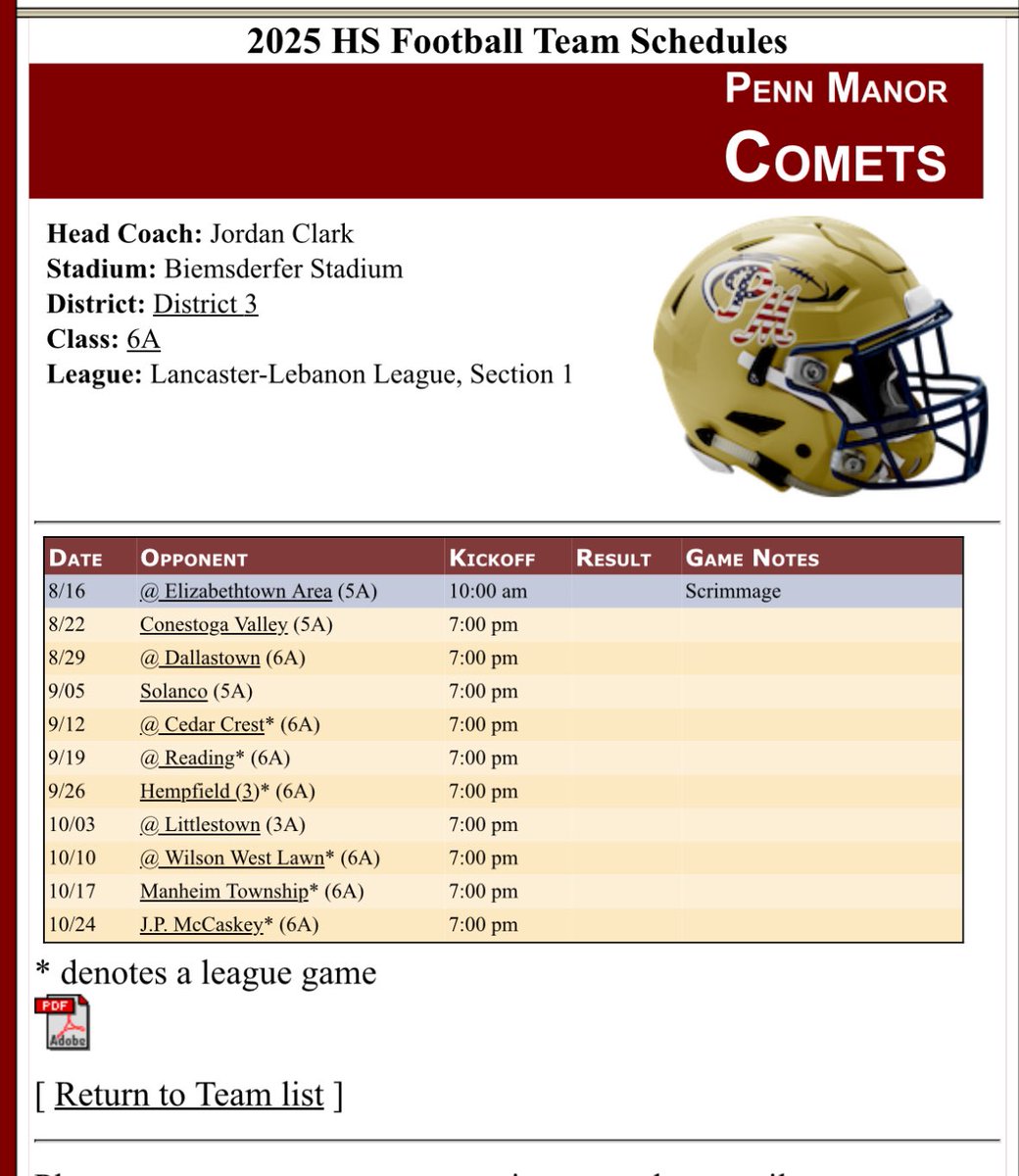 Coaches here is the 2025 Penn Manor Schedule!! Pop out to some games and watch the team ball!