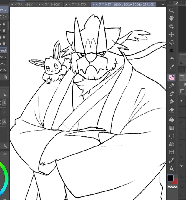 夕方に続きやるです(ひっさしぶりに描いてる🐻‍ 
