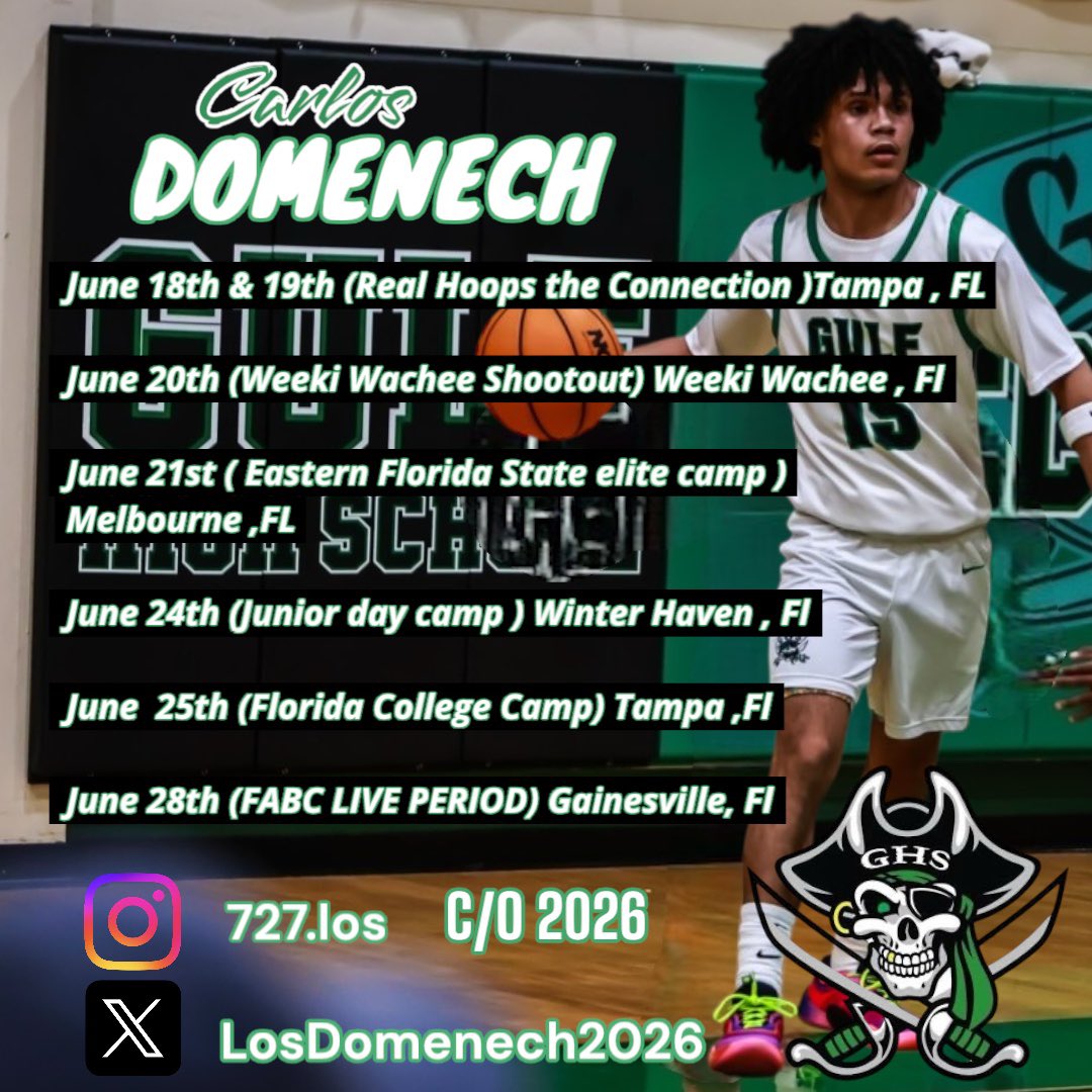 With a packed schedule this June, I’ll be attending several competitive camps. I’m looking forward to connecting with great programs and coaches, and I’m excited for the opportunity to compete at the highest level.

Carlos Domenech / PG
5’11 165lbs 
3.5 GPA

<a href="/Realhoops_FL/">Realhoops</a>