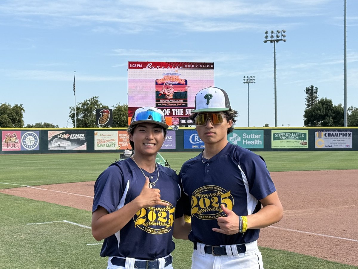 The Blue team earns a comeback win at the 2025 Modesto Rotary All-Star Game, 9-8. Pitman’s Nathan Cervantes drove in 2 runs in the 8th to give team Blue a late lead.  His twin brother Noah closed out the final 2 frames on the mound