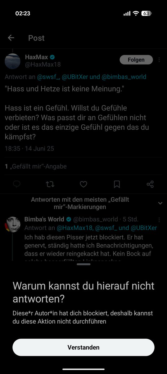 War klar dass ein Block kommt...