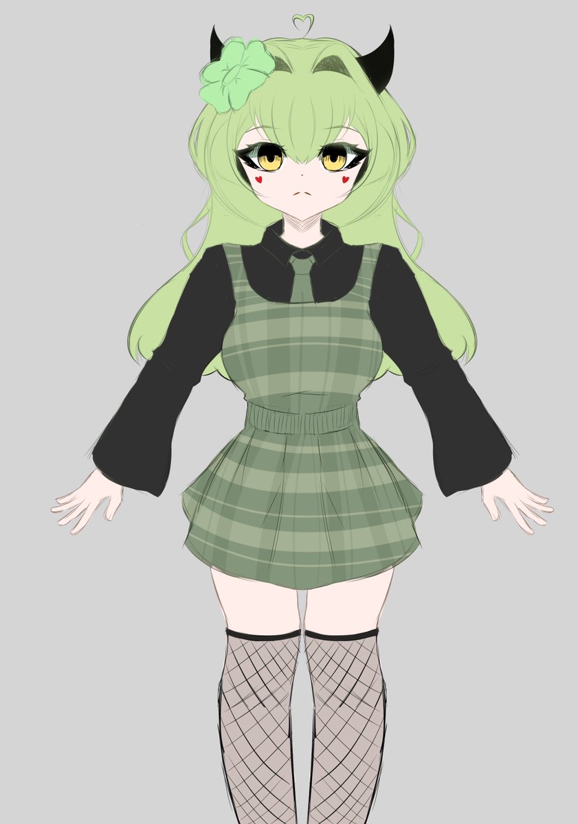 CloveKitVT's tweet image. Este sería un bonito rediseño, ¿no? 💚
#VTuber #Remodel #Art