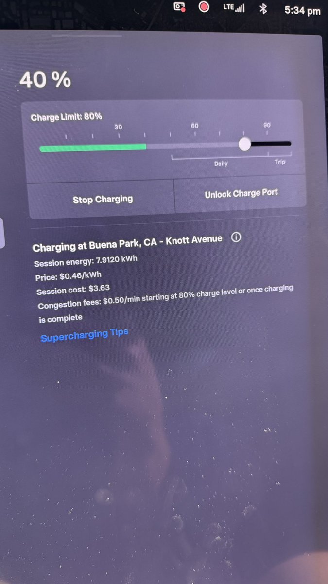 Congestion fee’s
What the hell what if I was on a road trip and wanted my charge to go to %100