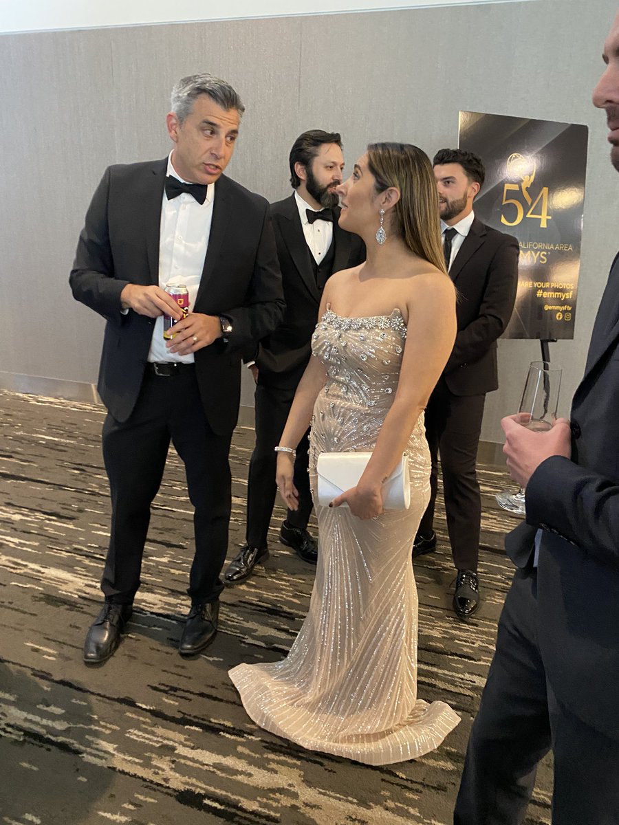 Jason Marks and Lexi Sisk getting caught up ahead of time. #emmysf