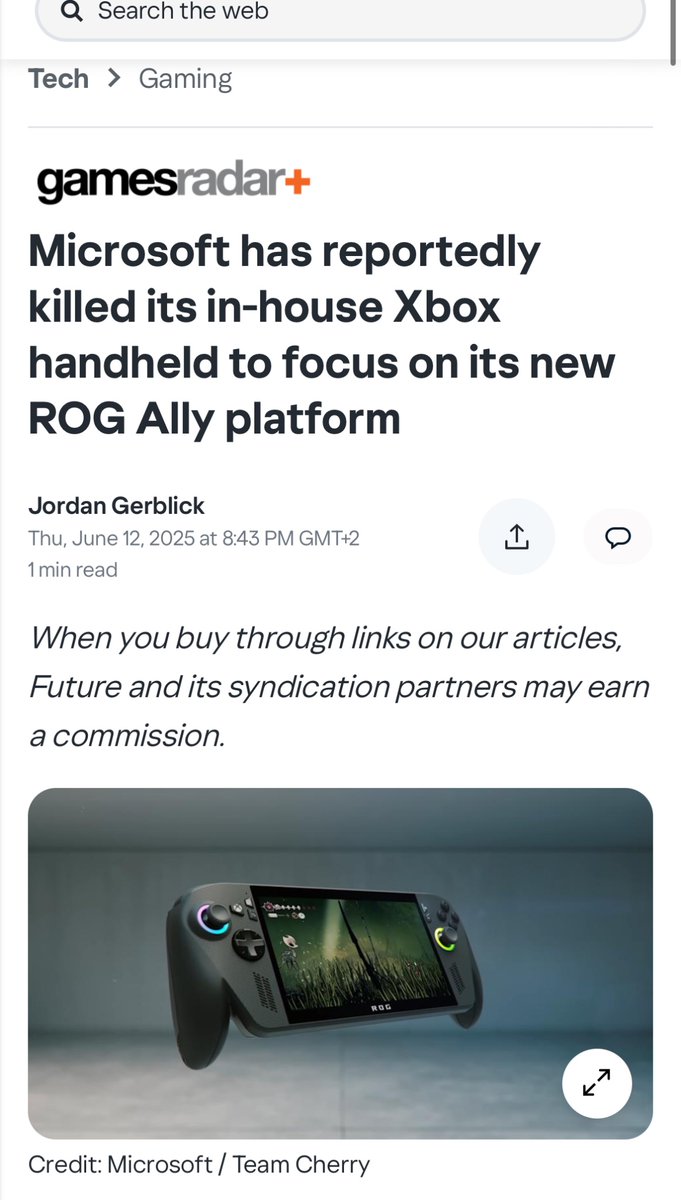 Pirat_Nation's tweet photo. Microsoft has reportedly killed its in-house Xbox handheld to focus on its new ROG Ally platform https://t.co/xDro09dQPN
