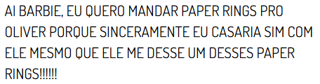 hdcbarbie's tweet photo. Gostei do seu entusiasmo! Uma música pra você @oliverhdc. https://t.co/5mUnRXIyEj