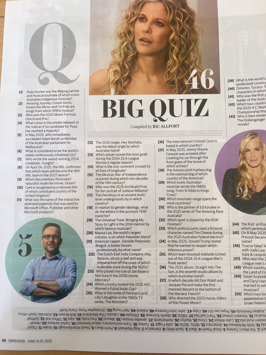 Jilliantweeting's tweet image. Attention all TERFS! We’ve gone mainstream! Have a look at question 18 below from the Courier Mail’s ‘Q Weekend’ magazine’s ‘Big Quiz’. Absolutely incredible. It has really made my morning.