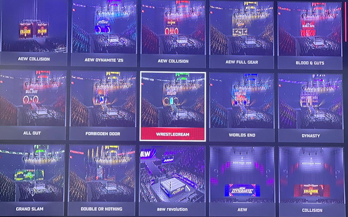 #WWE2k25 
Aew arenas sare downloaded in the old gen/ last gen/ps4/PC / Xbox one of my design
You can find it on page 11 at the moment
hastag:aew
enjoy