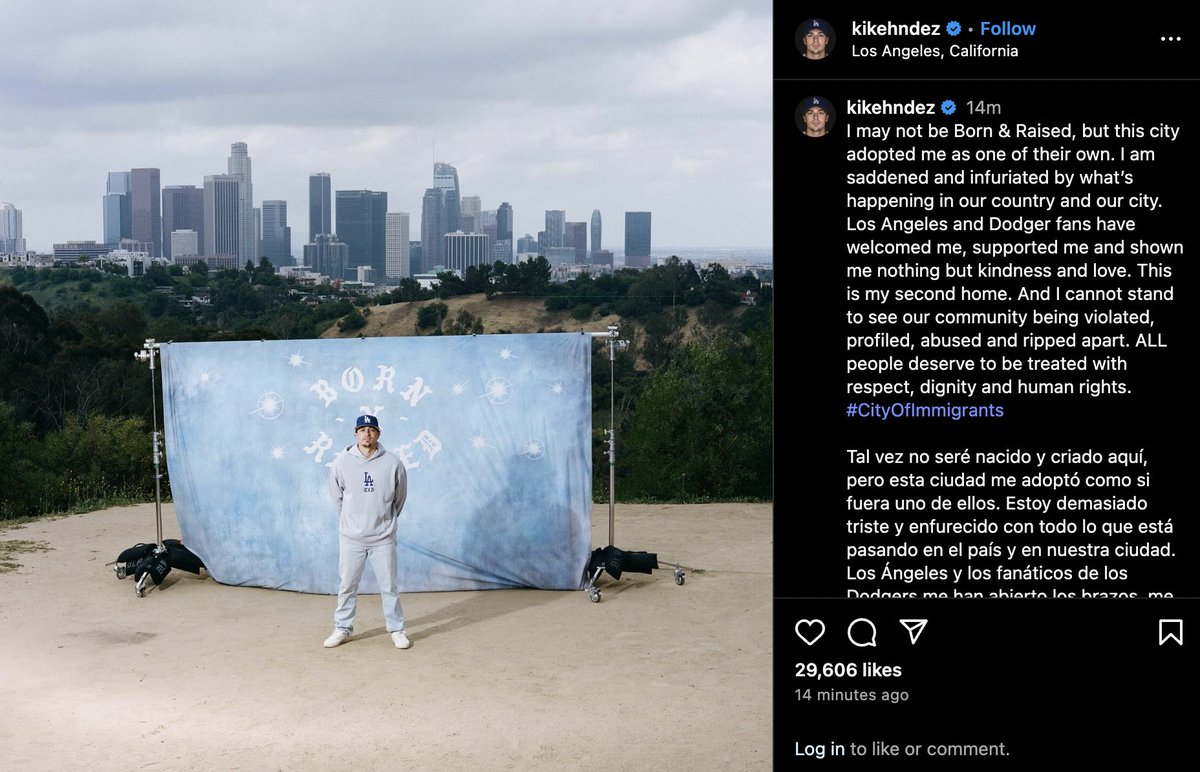DodgerBlue1958's tweet image. Believe this makes Kiké Hernández the first member of the Dodgers to address the immigration raids.