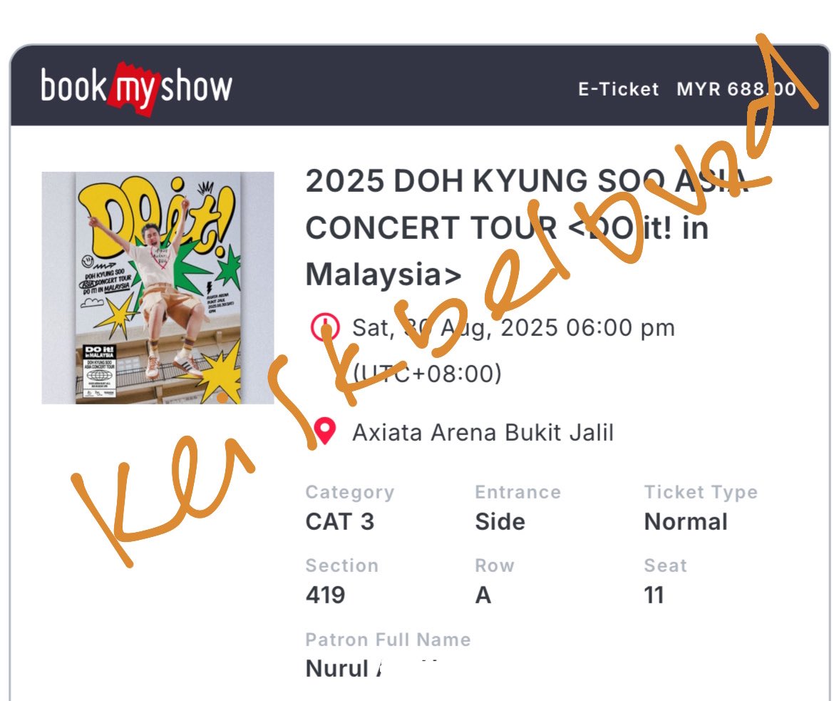 keiskbeloved's tweet photo. [ WTS ]

#DOKYUNGSOO ASIA CONCERT TOUR IN MY

🎫 CAT 3 section 419 row A
**price RM688 only

RTS: upgrade my seat

any inquiry pls dm💛
#DOitinKL #DOitinMALAYSIA #DOit_inKL
#DOit_inMALAYSIA #DOHKYUNSOOinKL
#DOHKYUNGSOOinKL
#KYUNGSOOinKL #DOitMALAYSIA #pasarexo @pasar_EXO https://t.co/ifKiFmQLVf