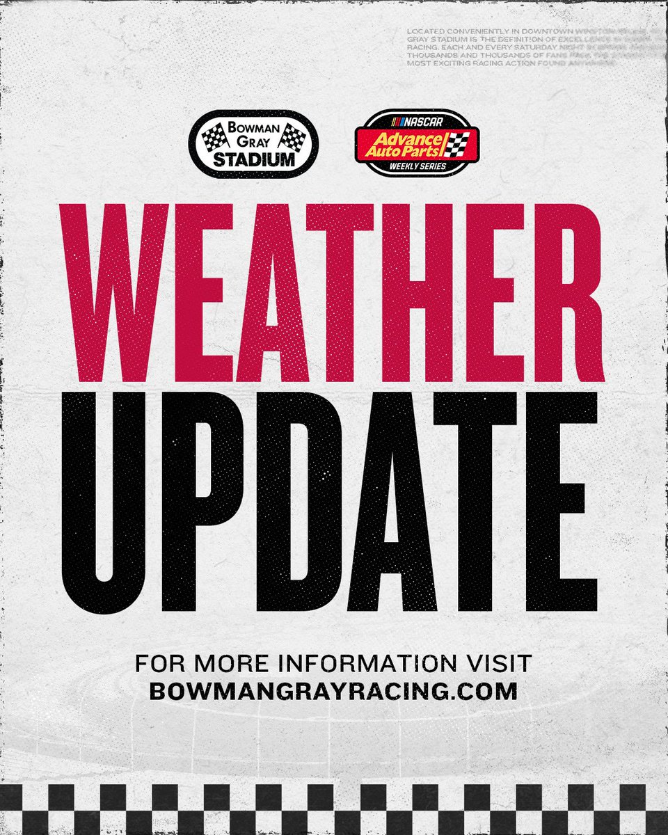 Tonight’s Elite Underground Utility Twin 50 Fans’ Challenge event has been postponed due to inclement weather.

Tickets will be honored during next weekend’s events.