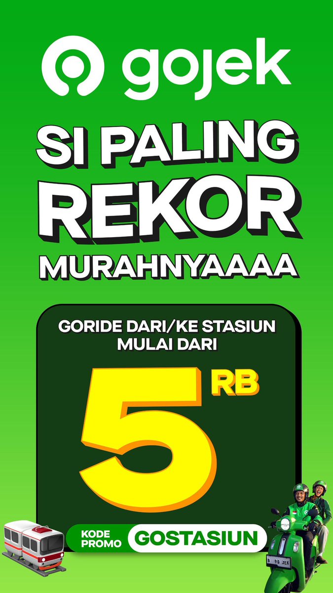 hellloya's tweet image. Mau mudik tapi bingung dianter siapa ke stasiun😔. Kata temenku suruh nyoba Goride ditambah sekarang ada kode promo GOSTASIUN. Jadi ga bingung lagi sama bawaanku😋🥰.

#GSKPWT2025 #NgampusHematBarengGojek #GojekSahabatKampus #GOSTASIUN