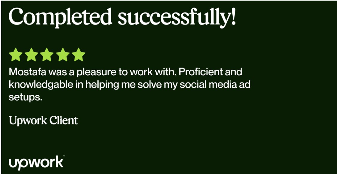 SEOAgy's tweet image. Grateful for another successful delivery on @Upwork :

“Proficient and knowledgeable in helping me solve my social media ad setups.”

Helping clients streamline ad performance with a strategy that works.
#Upwork #ClientReview #DigitalMarketing #Freelancer #SocialMediaAds