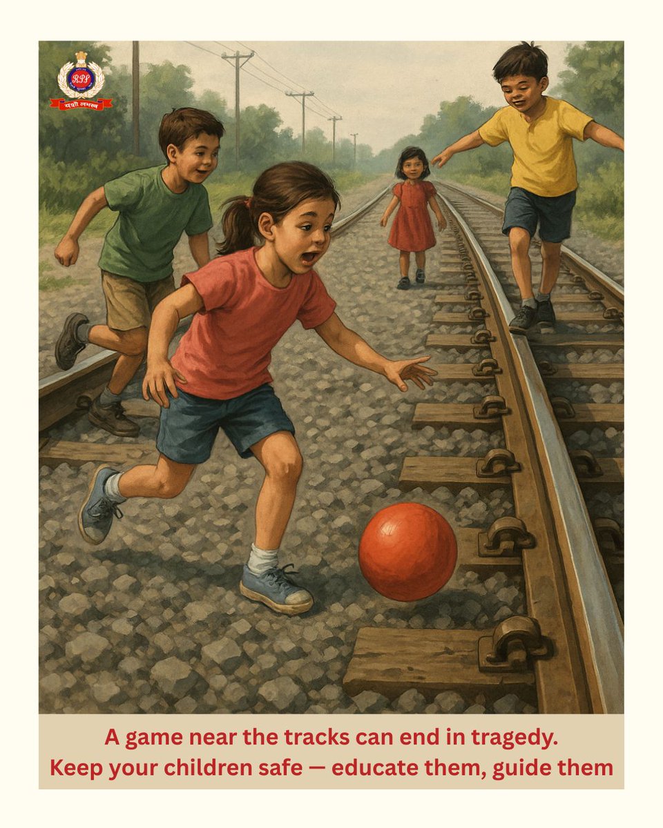 RPF INDIA (@rpf_india) on Twitter photo A moment of fun shouldn’t turn into a lifetime of regret.
Parents and guardians — it is your responsibility to keep children away from railway tracks.
Guide them, protect them. A moment of fun shouldn’t turn into a lifetime of regret.
Parents and guardians — it is your responsibility to keep children away from railway tracks.
Guide them, protect them.