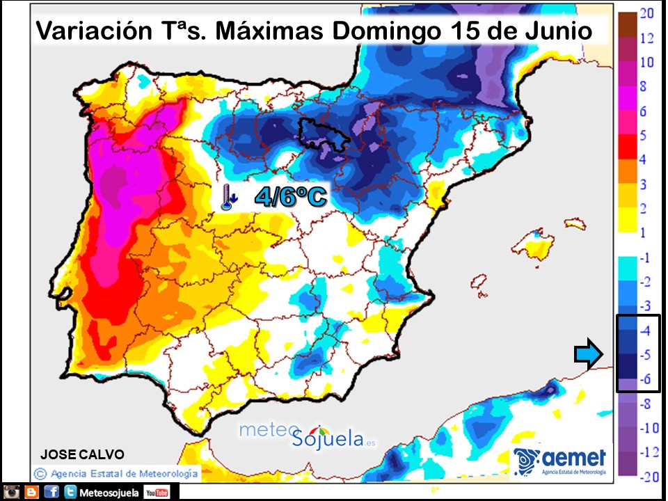 📆15/06/2025
😇Santa BENILDE😇
#tiempo #hoy #LaRioja 
☁️FRESQUITO para ser Junio🥶🥶
☁️NIEBLAS matinales. 
Cielos☁️NUBOSOS , a primeras horas, con☔️PCPs, sobre todo en el oeste de la región y zonas de montaña; y con ⛅️menos NUBES en el valle y hacia el este
👉Se abrirán 🌤️CLAROS
