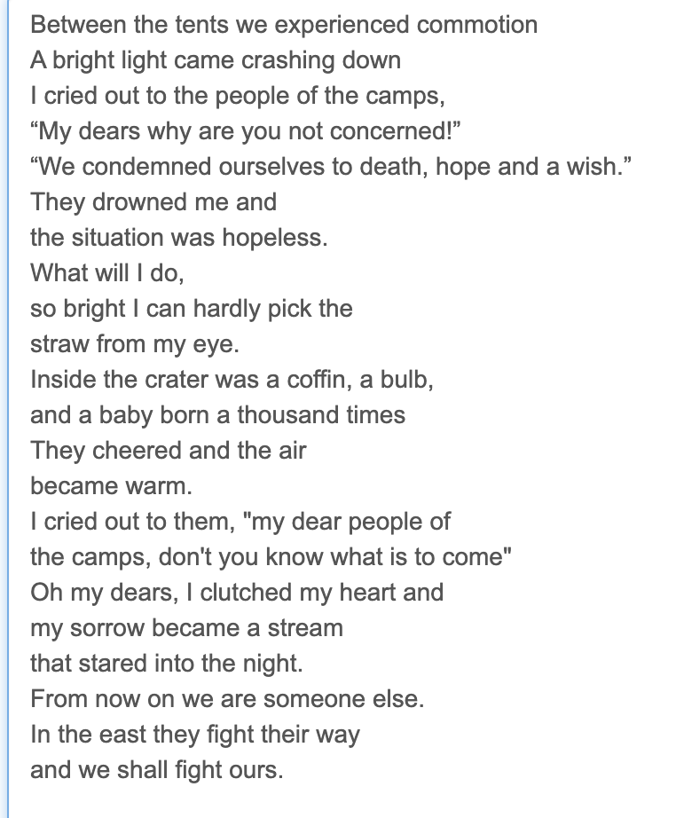 SayfAlShaab's tweet photo. "Our fight and yours" - Mahmoud Darwish
A translated poem from the Palestinian poet largely interpreted to be an ode to revolutionary China. 

1973, Beirut. https://t.co/guXFdaS0so