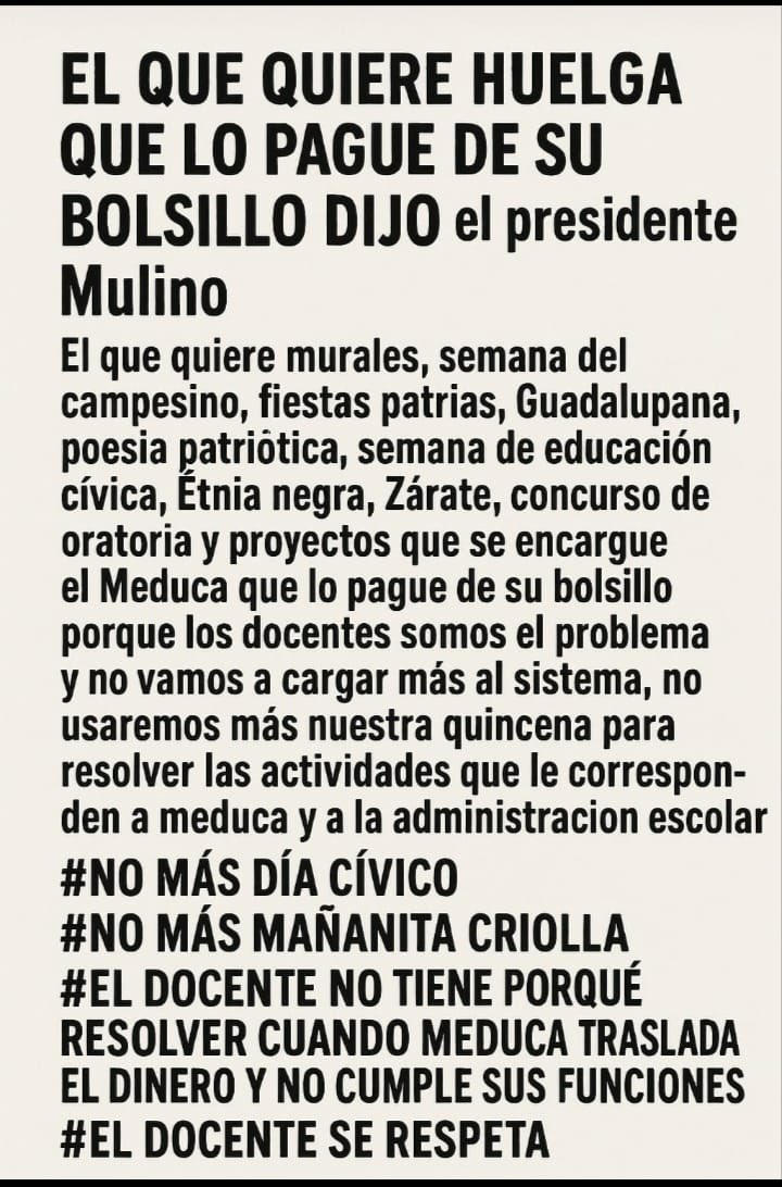 ASOPROF30's tweet photo. Cuando un Mandatario no conoce el sistema educativo, emite argumentos vacíos que caen en la ignorancia. El sistema educativo oficial lo cargan los padres y docentes. https://t.co/tBthmXWzZ4