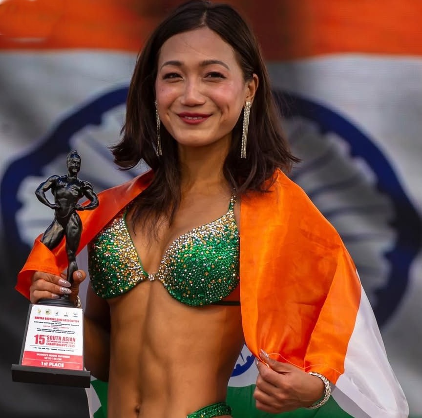 airnewsalerts's tweet image. India&apos;s Yajik Hillang wins a Gold medal at the 15th South Asian Bodybuilding and Physique Sports Championships 2025 at Thimphu in Bhutan. 

✨ #YajikHillang secured 1st position in the Women&apos;s Model Physique up to 155 cm event. Yajik hails from Arunachal Pradesh.

▪️Organised by…
