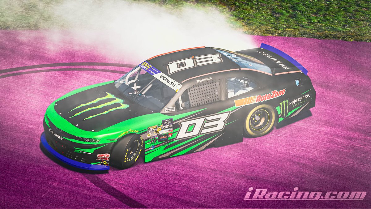 SNRLeague's tweet image. Noah Michalski wins at @MISpeedway in the @SNRLeague Challenger Series Live on @VSPEEDSim!  His 4th win of the season! 🏆