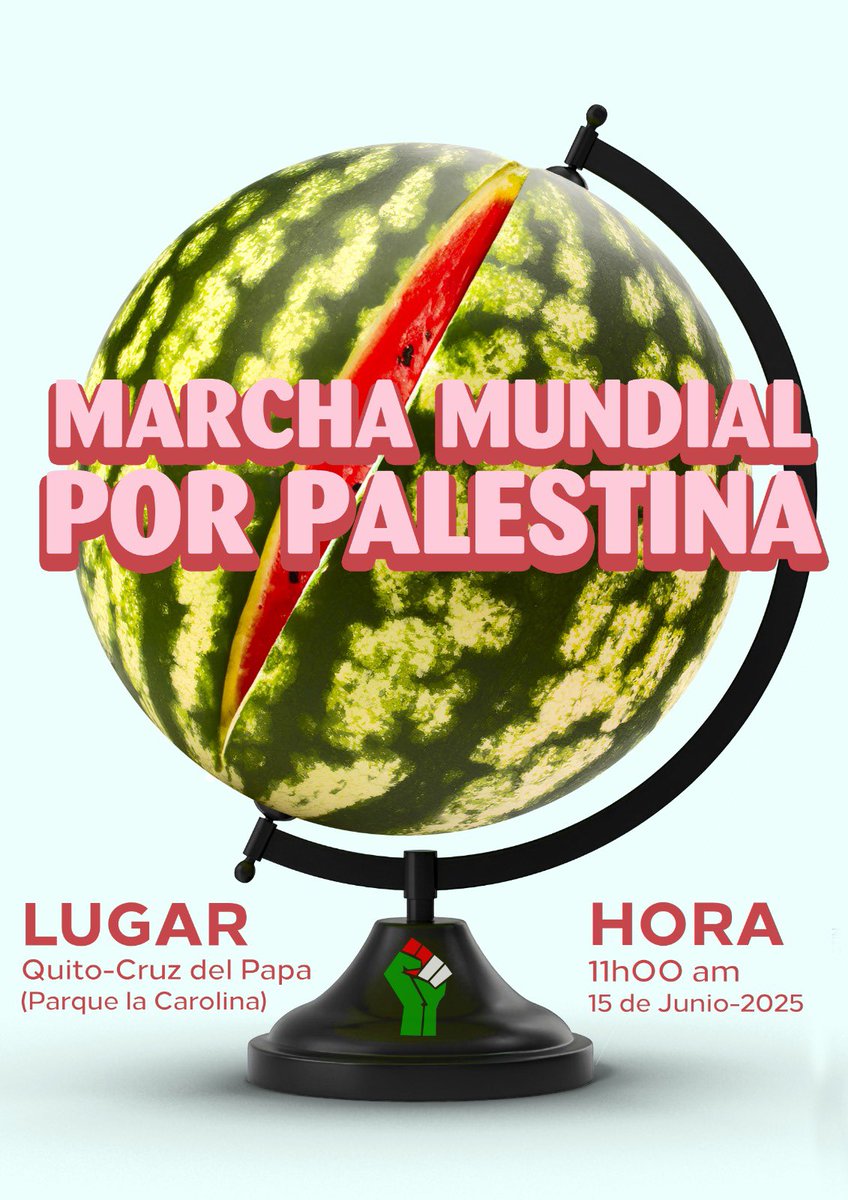📍 Mañana es el día: vamos junt@s por PALESTINA 🇵🇸
¿Que nuestra voz no basta?
¿Que desde este rincón del mundo nada podemos hacer?

👉 Vamos junt@s y desde el 🇪🇨 alcemos el grito por la VIDA y la PAZ.
👉 ¡QUE PARE EL GENOCIDIO CONTRA PALESTINA! 🇵🇸

📍 Lugar: Cruz del Papa, Parque