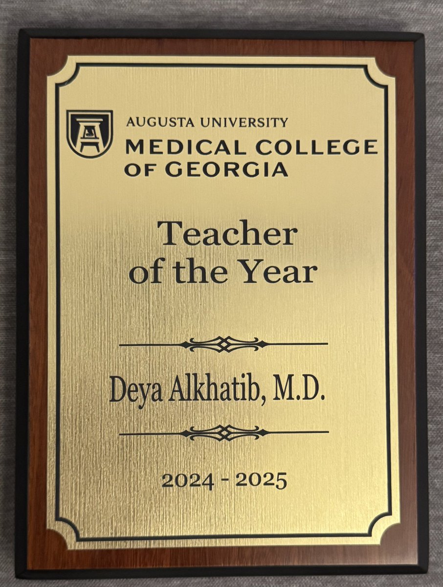 Deya_AlkhatibMD's tweet image. 🎓 Huge congratulations to the incredible @MCGCardiology fellows, Class of 2025 — your dedication, curiosity&amp;amp; hard work inspire every day.

Truly honored &amp;amp; grateful to receive the Teacher of the Year award. Thank you for this recognition — I have learned so much from all of you🙏