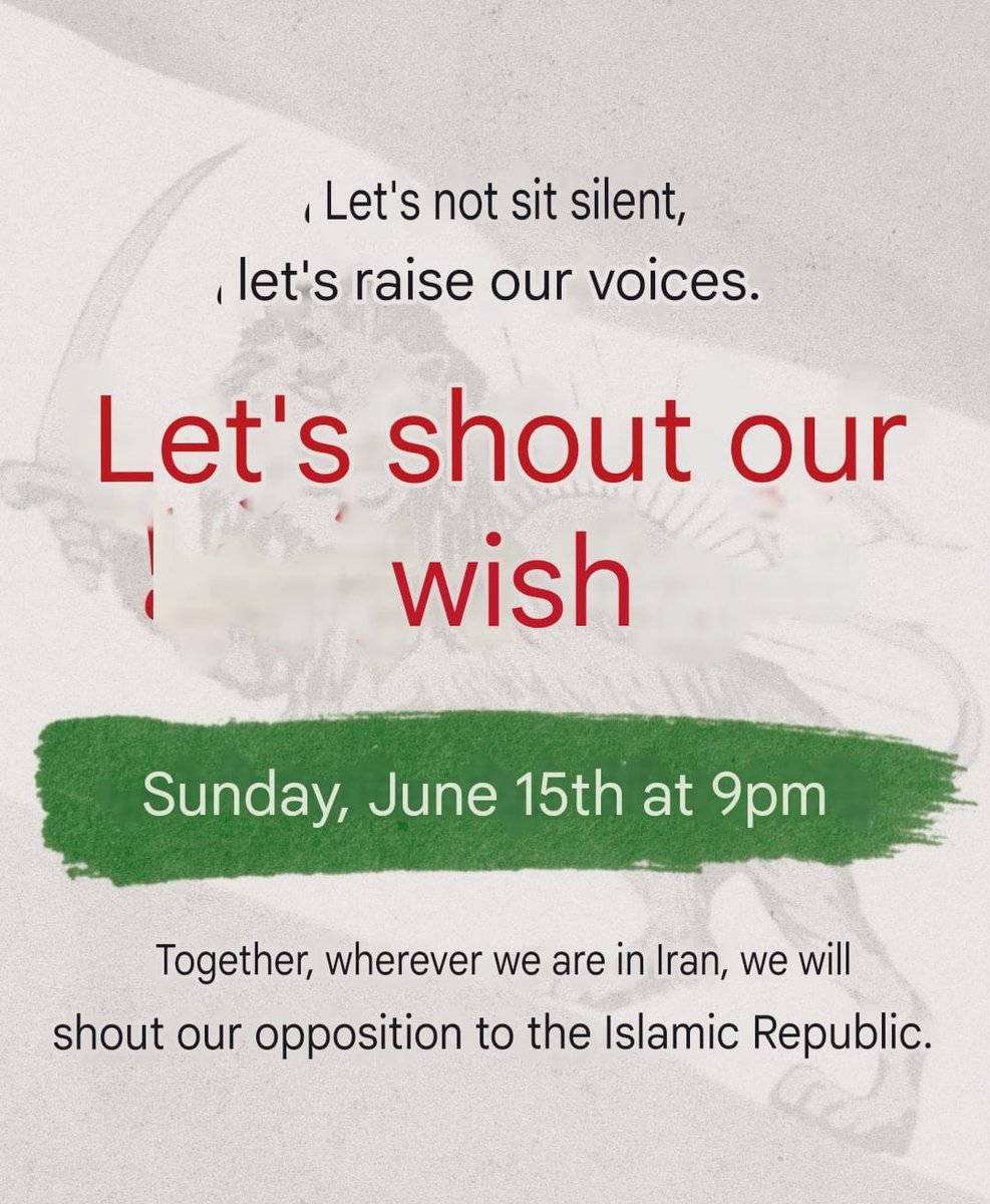 ShirionOrg's tweet photo. 🚨🚨 EMERGENCY MESSAGE TO IRANIANS: TONIGHT WE BEGIN TO BREAK THIS REGIME

SUNDAY. 9 PM. 

The Iranian people's resistance rises. 

⚠️ SHARE this RIGHT NOW if you believe in making a positive difference in the world. 

👉 It just takes one click. One share. Every influencer please post it. We don't need the credit. Just share the message. 

🗣️ Message to Iranians: 
No. 
You don’t wait. 
You don’t whisper. 
You don't type on a keyboard.

You’ve watched your friends disappear. You’ve seen your mother slapped, your father dragged, your neighbor vanish.
And still, you waited.

👉 Now you don’t.

You’ve got two hands. 
Use them.
You’ve got a voice. 
Blow out your lungs with it.
Throw rocks. 
Flip cars. 
Burn their banners. 
Punch until your knuckles split.
This doesn’t fucking end until Tehran falls.

👉 This is the call.

You get outside. 
You scream. 
You break something. 
You light it up.
If you’re scared, good. Use it.
If you’re angry, better. Unleash it.

They murdered your childhood.
You owe them nothing.

👉 Be the explosion.

Whether you're 75 or 14.
Be outside Sunday night at 9pm if you want your country back. 

SUNDAY. 9 PM. 
SPREAD THIS. 
SAVE IT. 
SHOUT IT. 

✅ THE TIME IS NOW. 

This is the beginning of the resistance. 
We lit the match. 
Be the fire. 

(🎥 Bushehr region of Iran tonight)
