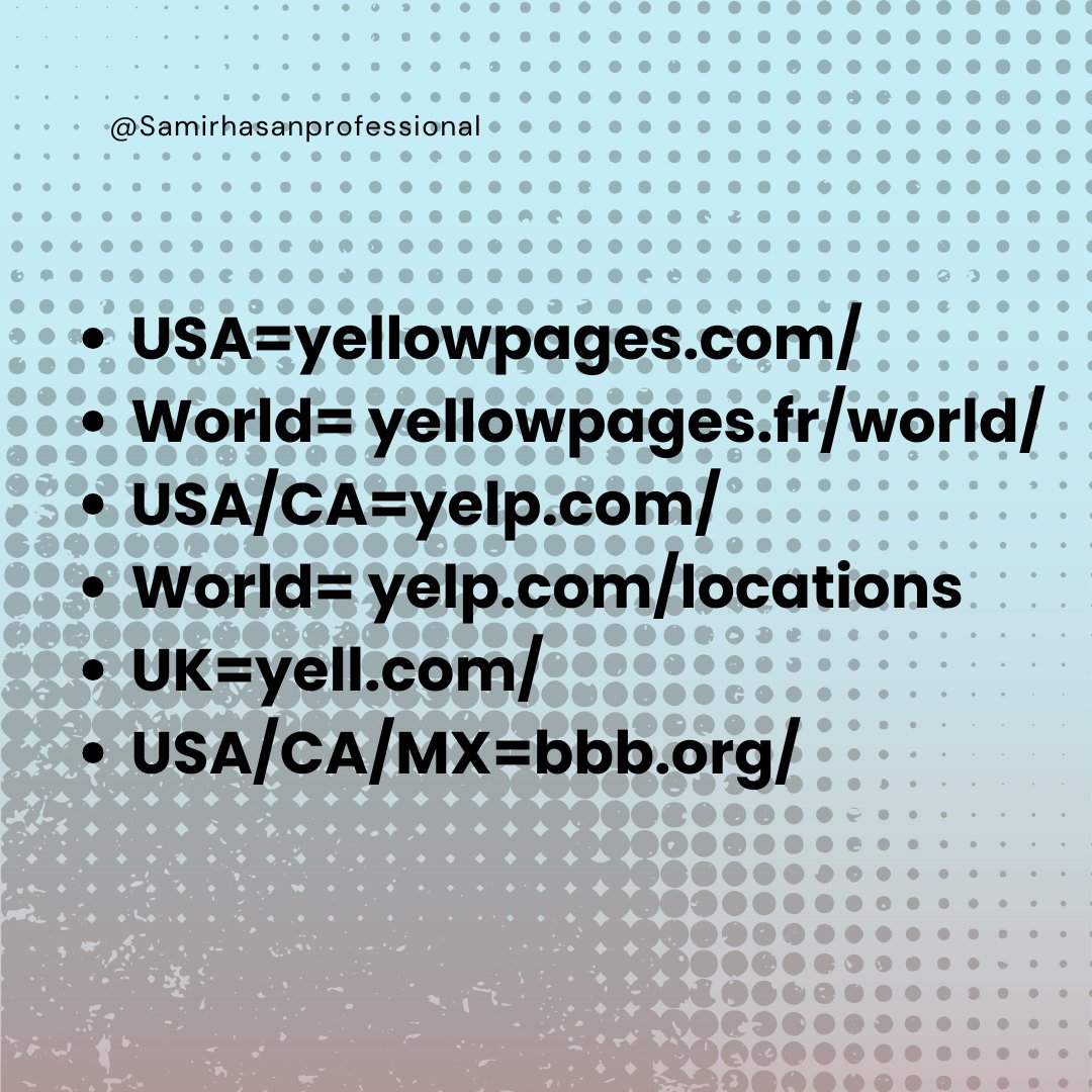Samirhasanpro's tweet photo. 🌟 Top Business Directories to List Your Biz
💡 Boost visibility, trust &amp; local SEO!
#BusinessGrowth #LocalSEO #MarketingTips #BusinessDirectory #Entrepreneur #LeadGe #Samirhasanpro #SamirHasan https://t.co/TQQIIrSgnI