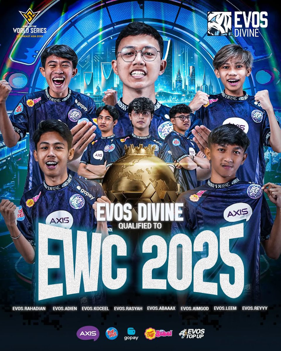 EVOS (@evosesports_) on Twitter photo Assalamualaikum, Riyadh🇸🇦
EVOS Divine berhasil lolos ke Esports World Cup <a href="/EWC_EN/">Esports World Cup</a> 2025 di Riyadh🔥
Perjuangan kalian sejauh ini luar biasa, dan sekarang waktunya melangkah lebih jauh lagi di panggung dunia #RoarToTheWorlds🌍
Let’s go, bawa semangat, kekompakan, dan mental Assalamualaikum, Riyadh🇸🇦
EVOS Divine berhasil lolos ke Esports World Cup <a href="/EWC_EN/">Esports World Cup</a> 2025 di Riyadh🔥
Perjuangan kalian sejauh ini luar biasa, dan sekarang waktunya melangkah lebih jauh lagi di panggung dunia #RoarToTheWorlds🌍
Let’s go, bawa semangat, kekompakan, dan mental
