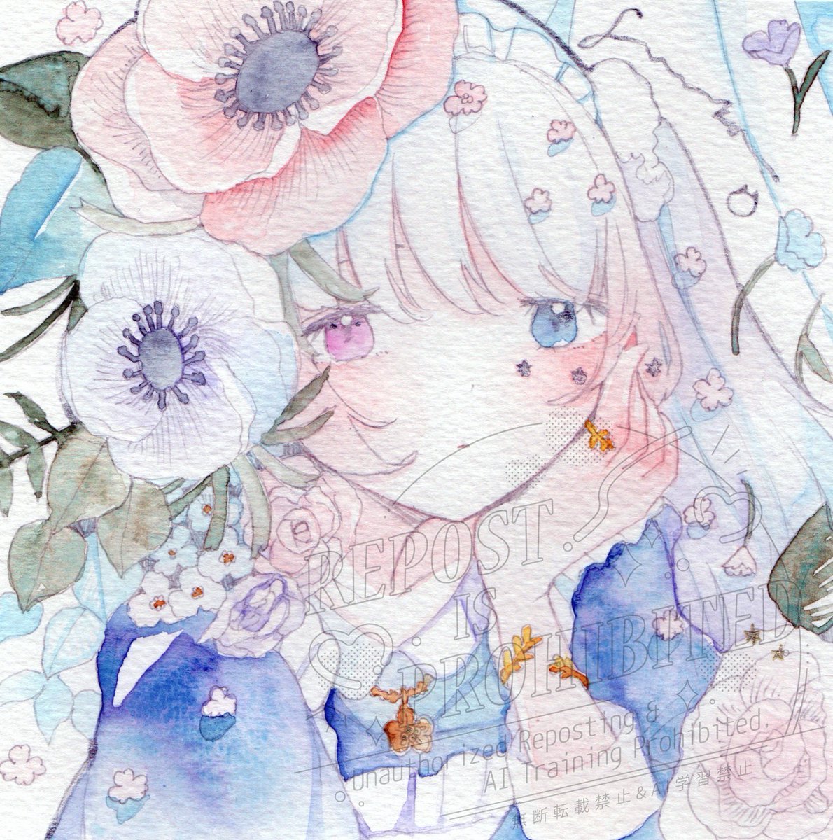 ご専用✨手描きイラスト＊創作水彩原画『桜花爛漫』