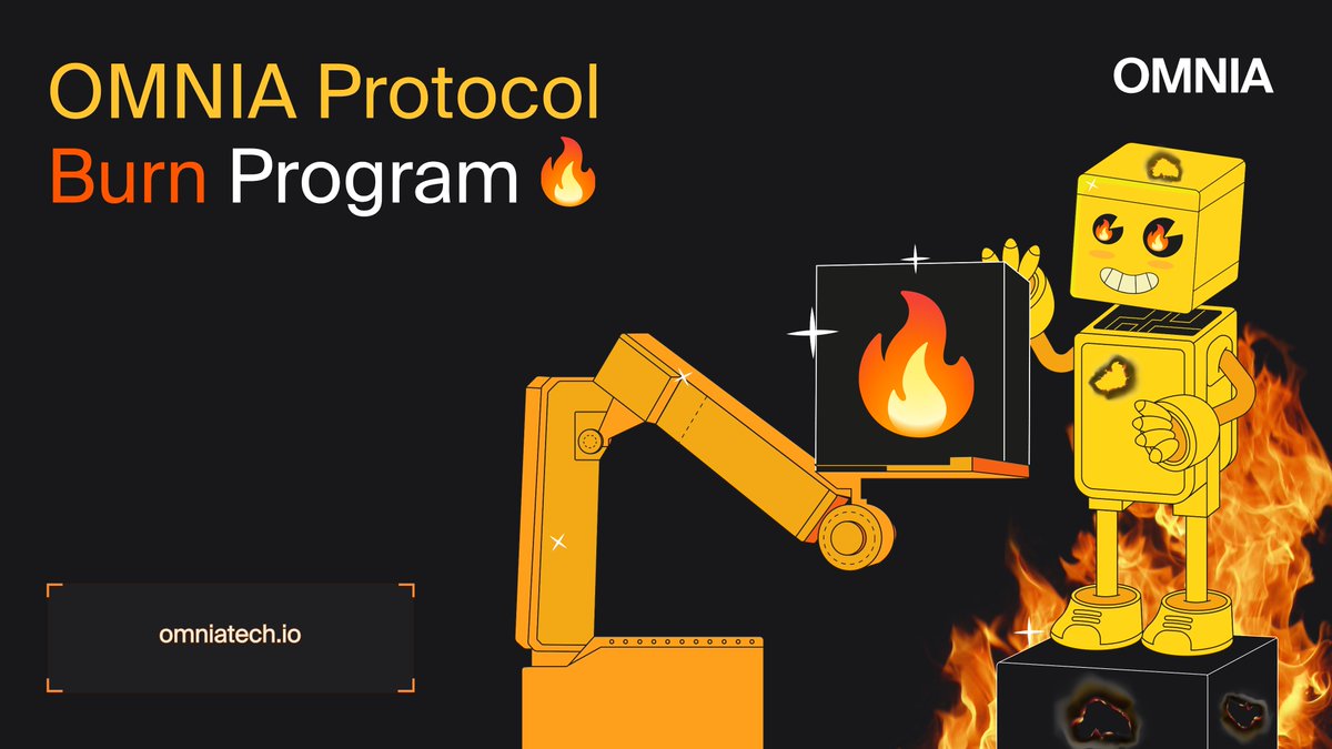 🔥 BURN Program UPDATE🔥

💸 OMNIA 2nd burn transaction to reduce circulating supply has just been executed.

Additional 100,000 OMNIA tokens were sent to the burn address, permanently removing them from circulation.

🔗 Check the transaction: etherscan.io/tx/0x36486b0a8…

🖥 Burn