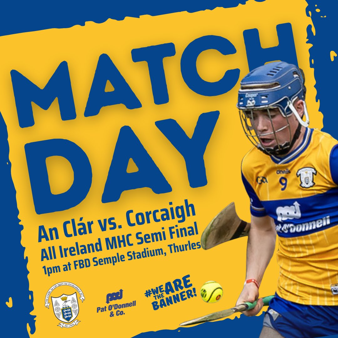 Clare Gaa (@gaaclare) on Twitter photo Match Day !
Tickets for the <a href="/ElectricIreland/">Electric Ireland</a> MHC Semi Final - am.ticketmaster.com/gaa/buy/25SS15…
Best of luck lads 🟡🔵
#WeAreTheBanner Match Day !
Tickets for the <a href="/ElectricIreland/">Electric Ireland</a> MHC Semi Final - am.ticketmaster.com/gaa/buy/25SS15…
Best of luck lads 🟡🔵
#WeAreTheBanner