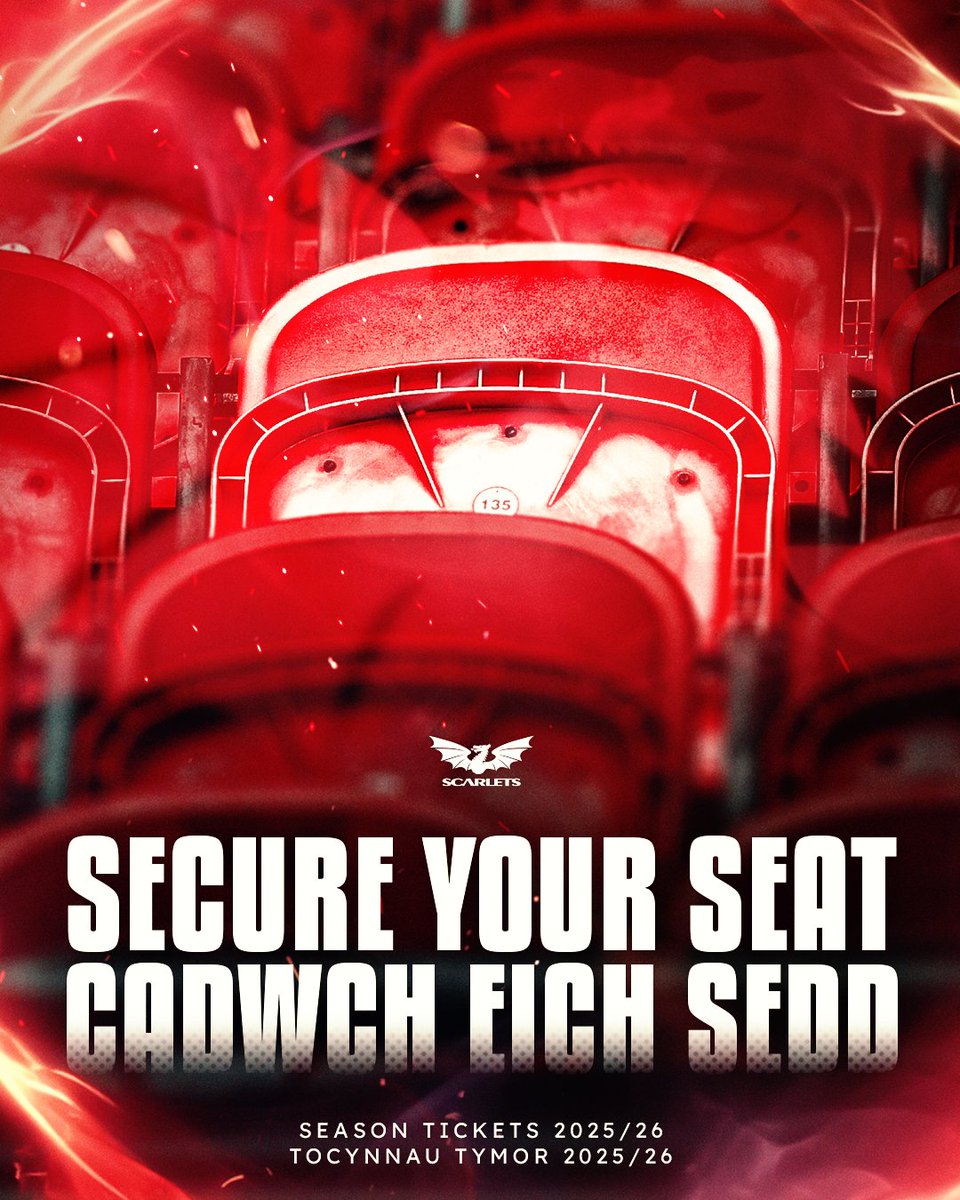 ❤️ Love your current seat at the Parc?
Renew your Season Ticket by Sunday, June 29th before all seats are released to general sale

Os wyt ti'n caru dy sedd ym Mharc y Scarlets, adnewydda dy Docyn Tymor erbyn dydd Sul, 29ain Mehefin cyn i ni rhyddhau seddi i werthiant cyffredinol