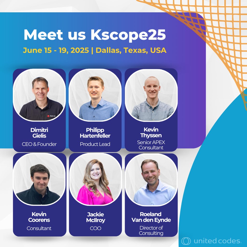 United Codes (@united_codes) on Twitter photo We're ready for ODTUG Kscope25!
Stop by the United Codes booth #402 during tonight's Welcome Reception for product demos and giveaways π
We look forward to talking with you!
<a href="/odtug/">Oracle Developer & Technology User Group (ODTUG)</a> #Kscope25 #orclapex #lowcode We're ready for ODTUG Kscope25!
Stop by the United Codes booth #402 during tonight's Welcome Reception for product demos and giveaways π
We look forward to talking with you!
<a href="/odtug/">Oracle Developer & Technology User Group (ODTUG)</a> #Kscope25 #orclapex #lowcode