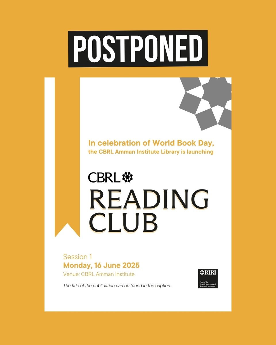 📢 Update: Event Postponed
The first session of the CBRL Reading Club, originally scheduled for tomorrow, has been postponed.

We’ll be announcing the new date soon, so stay tuned!
Thank you for your understanding.