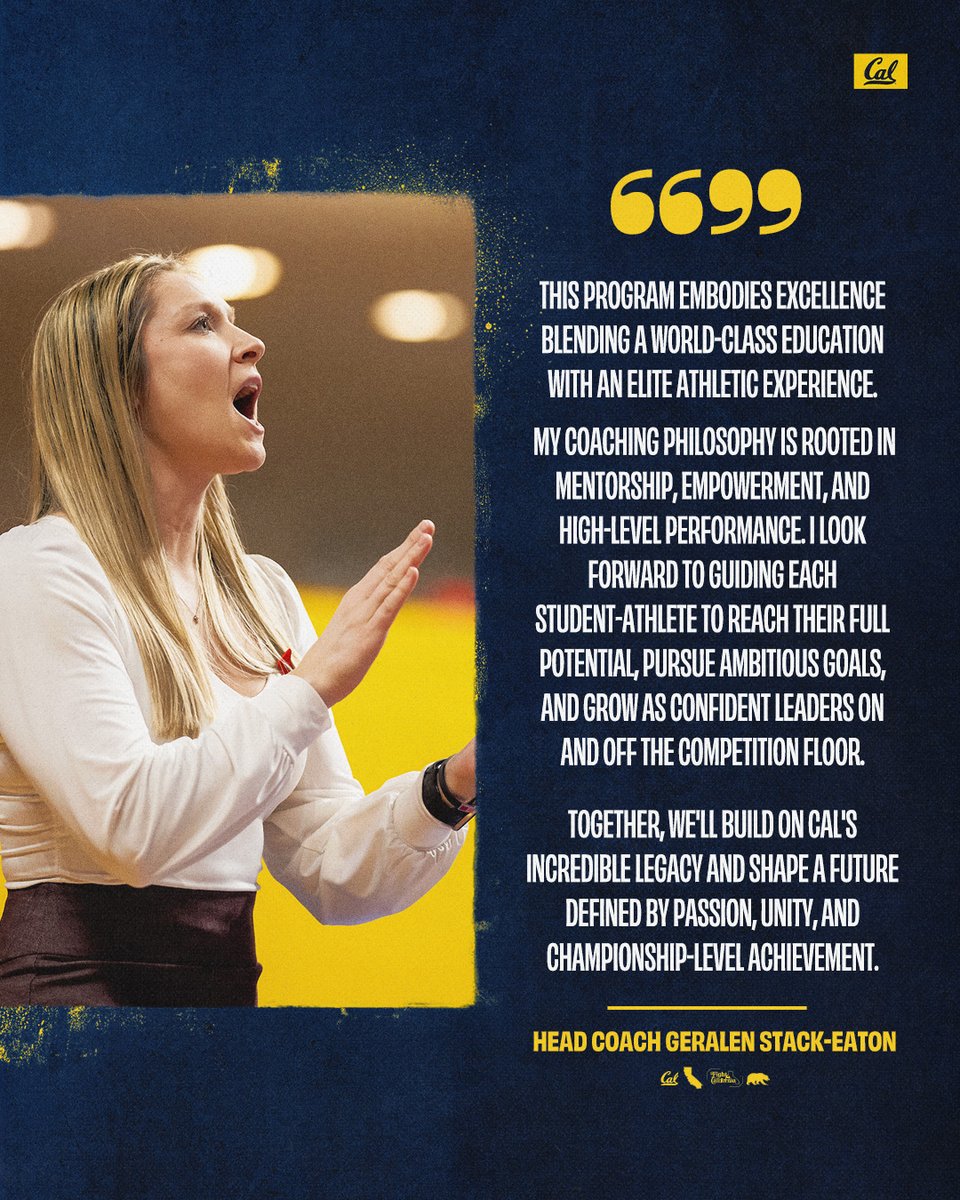 Cal Women’s Gymnastics (@calwgym) on Twitter photo What's it like to compete for Geralen Stack-Eaton? 💭
Her coaching philosophy is rooted in mentorship, empowerment, and high-level performance! 👏
#GoBears | <a href="/StackEaton/">Geralen Stack-Eaton Stenger</a> What's it like to compete for Geralen Stack-Eaton? 💭
Her coaching philosophy is rooted in mentorship, empowerment, and high-level performance! 👏
#GoBears | <a href="/StackEaton/">Geralen Stack-Eaton Stenger</a>