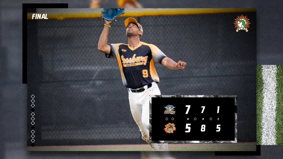 FINAL from DeLand:

It's a SWEEP for the <a href="/FCSL_Lightning/">Leesburg Lightning</a>!

Leesburg capitalizes on five DeLand errors in a victory at Conrad Park!

<a href="/BarrettEthan14/">Ethan Barrett</a> (@GovBaseball) 2.2 IP, 0 R, 0 H, 3 K

<a href="/charliekeller34/">Charlie Keller</a> (<a href="/BallStateBB/">Ball State Baseball</a>)- 2/4, 2 RBI