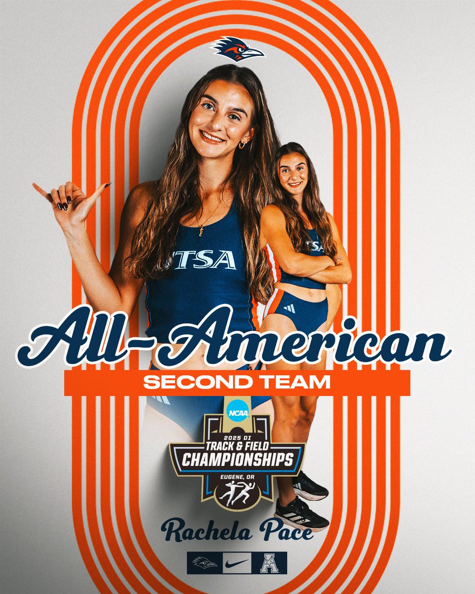 UTSA Track & XC (@utsatrackxc) on Twitter photo With a jump of 12.92m in the triple jump, senior Rachela Pace earns Second Team All-America honors at 16th at the <a href="/NCAATrackField/">NCAA Track & Field</a> Championships!
#BirdsUp🤙 | #LetsGo210 With a jump of 12.92m in the triple jump, senior Rachela Pace earns Second Team All-America honors at 16th at the <a href="/NCAATrackField/">NCAA Track & Field</a> Championships!
#BirdsUp🤙 | #LetsGo210