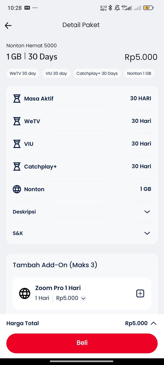 choisfobin's tweet photo. @Telkomsel kalo beli paket ini wetv sama viu nya premium ga?? https://t.co/UNZEEHvwGK