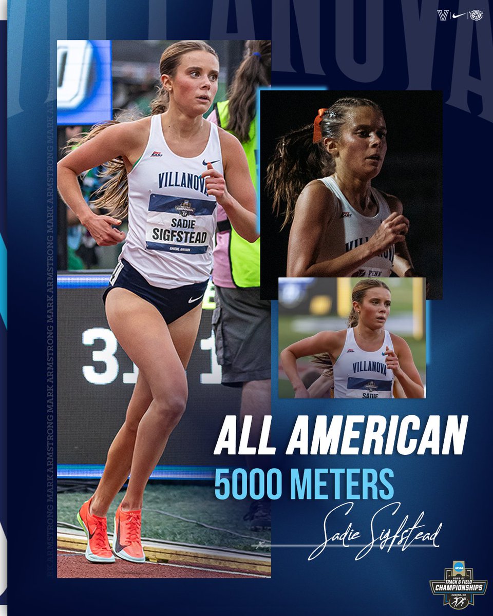 NovaTrackXC's tweet image. Honorable Mention All-America honors for Sadie Sigfstead in the 5000 meters! She joins Carole Zajac and Caroline Alcorta as the only runners in Villanova history to be All-Americans in both the 10K and the 5K during their careers! #NCAATF #GoNova 🔵⚪️✌️