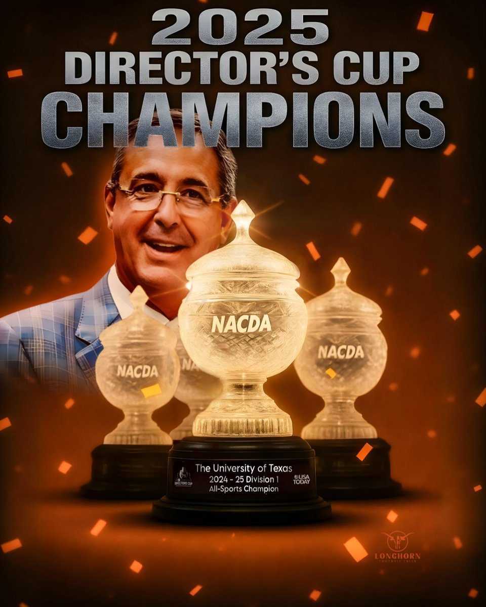 For the 4th time in the last 5 years, the Texas Longhorns and AD Del Conte have won the NACDA Directors' Cup for being the nations top overall athletic department!!!