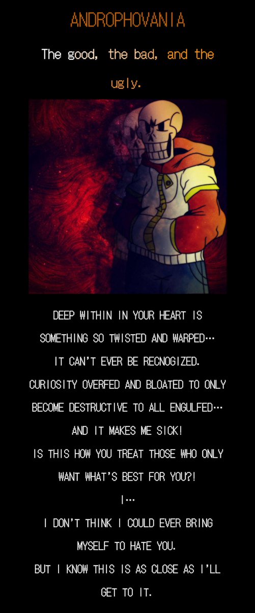 StressTown_1's tweet image. Hi I do writing I made a remake of that really old unitale TS!Underswap fangame because I was bored 
 
One of the drawings was by @PcHeadSomethin shoutouts to my goat 

docs.google.com/document/d/1I2… - Misfortune 

 docs.google.com/document/d/1IB… - Androphonovania

#undertale_au #TSUS